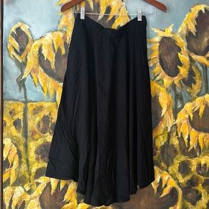 n: PHILANTHROPY black rayon KAP midi skirt sz M